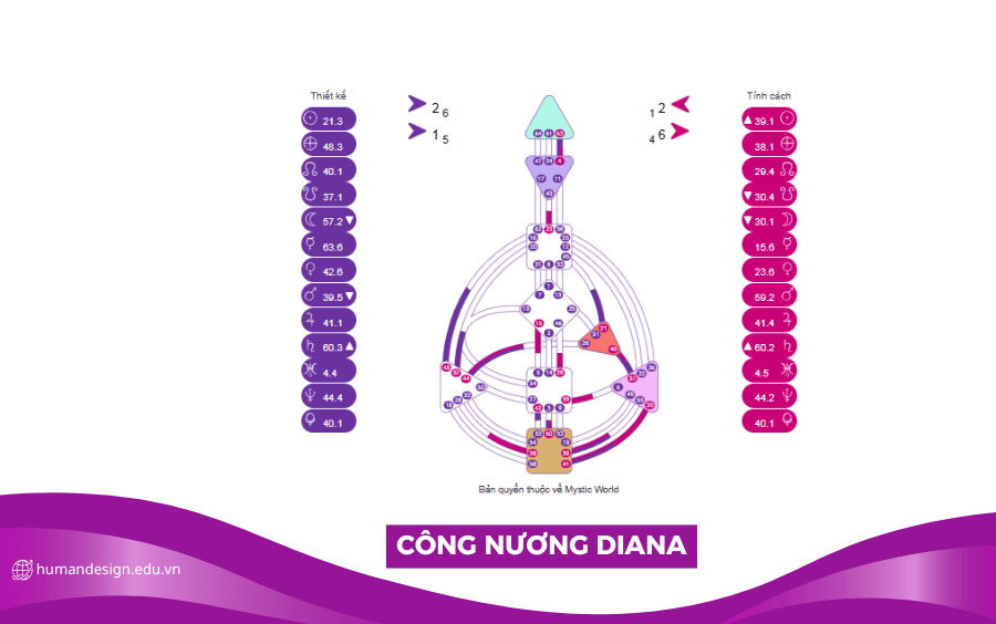 HÌNH ẢNH BIỂU ĐỒ HUMAN DESIGN CỦA CÔNG NƯƠNG DIANA